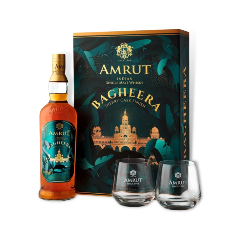 Amrut bagheera Sherry Cask Indian Single Malt Whisky Gift Set 700ml (ABV 46%)