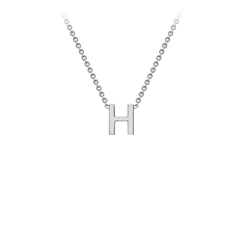 9K White Gold 'H' Initial Adjustable Letter Necklace 38/43cm