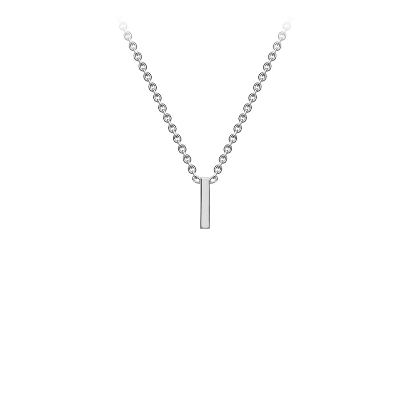9K White Gold 'I' Initial Adjustable Letter Necklace 38/43cm