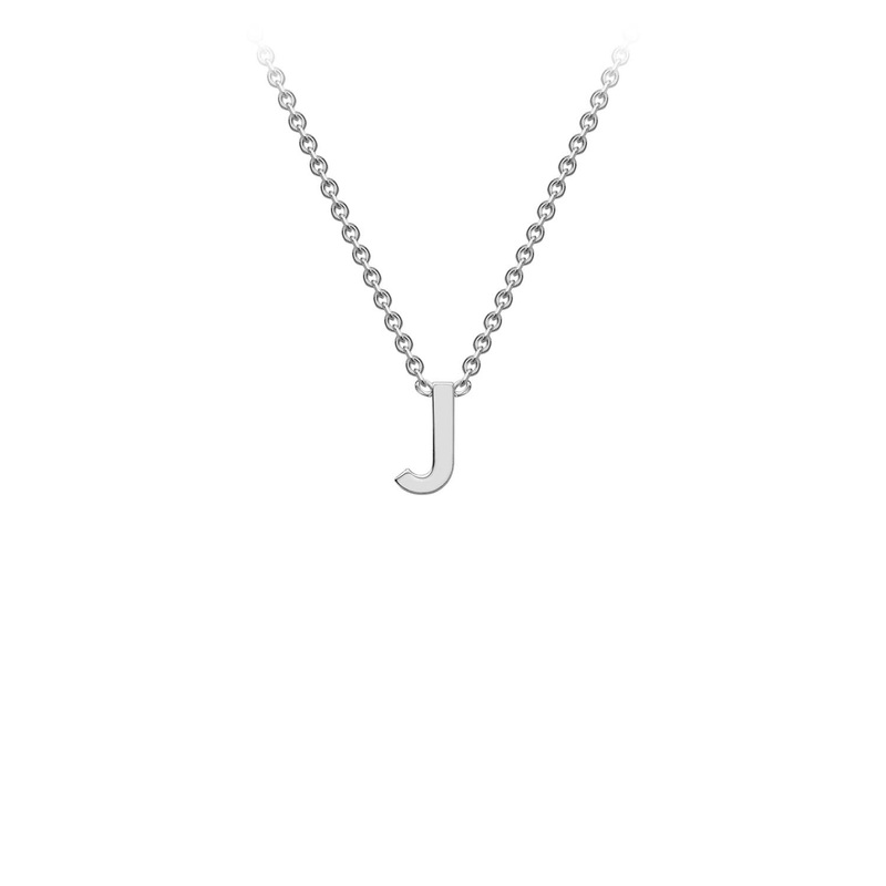 9K White Gold 'J' Initial Adjustable Letter Necklace 38/43cm