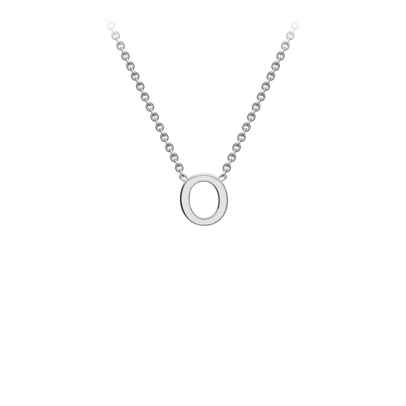 9K White Gold 'O' Initial Adjustable Letter Necklace 38/43cm