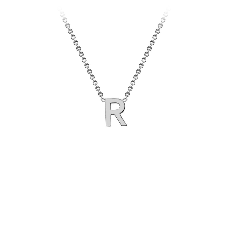 9K White Gold 'R' Initial Adjustable Letter Necklace 38/43cm