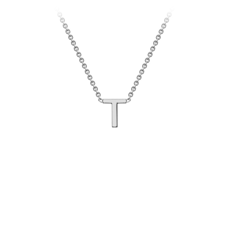 9K White Gold 'T' Initial Adjustable Letter Necklace 38/43cm