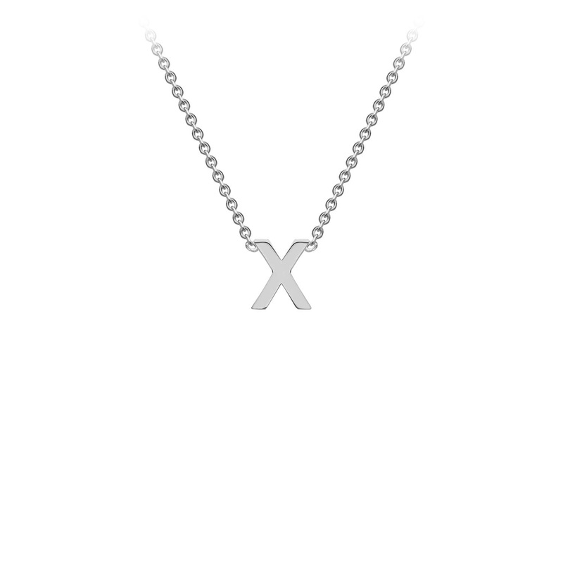 9K White Gold 'X' Initial Adjustable Letter Necklace 38/43cm