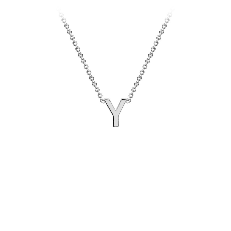 9K White Gold 'Y' Initial Adjustable Letter Necklace 38/43cm