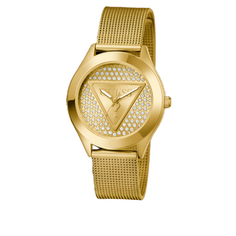 Guess Glitz Plaque Champagne Dial Gold Stainless Steel Watch GW0835L2
