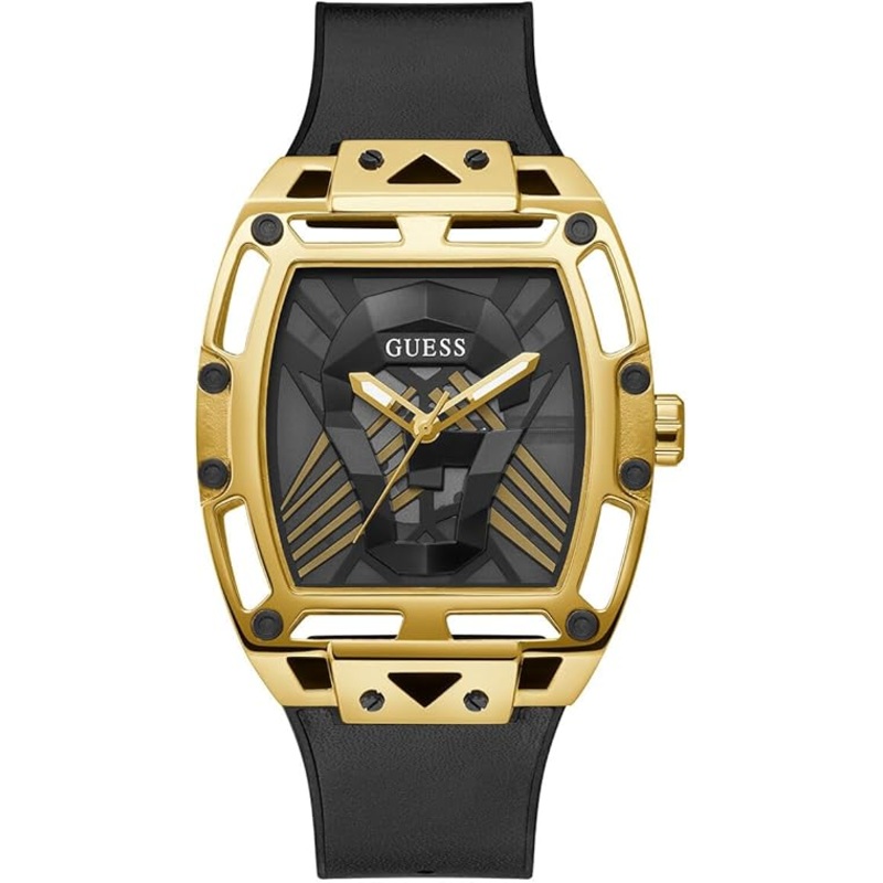 Guess Legend Black Dial Leather Strap Watch GW0500G1