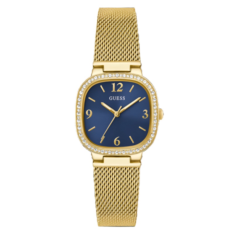 Guess Tapestry Blue Dial Gold Stainless Steel Watch GW0354L6