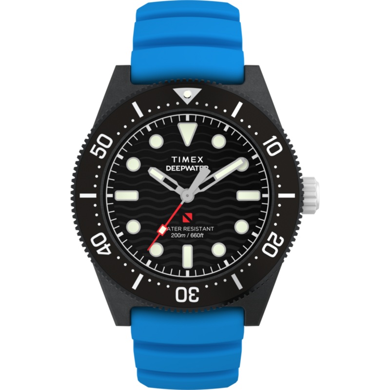 Timex Deepwater Reef 200 XCF 43mm Blue Rubber Strap Watch TW2Y02500