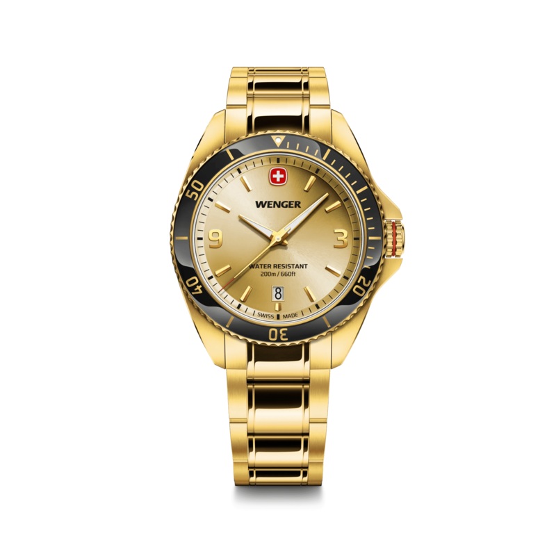 Wenger Executive 40mm Gold Dial Gold Tone Stainless Steel 200M Men's Watch 01.2031.108