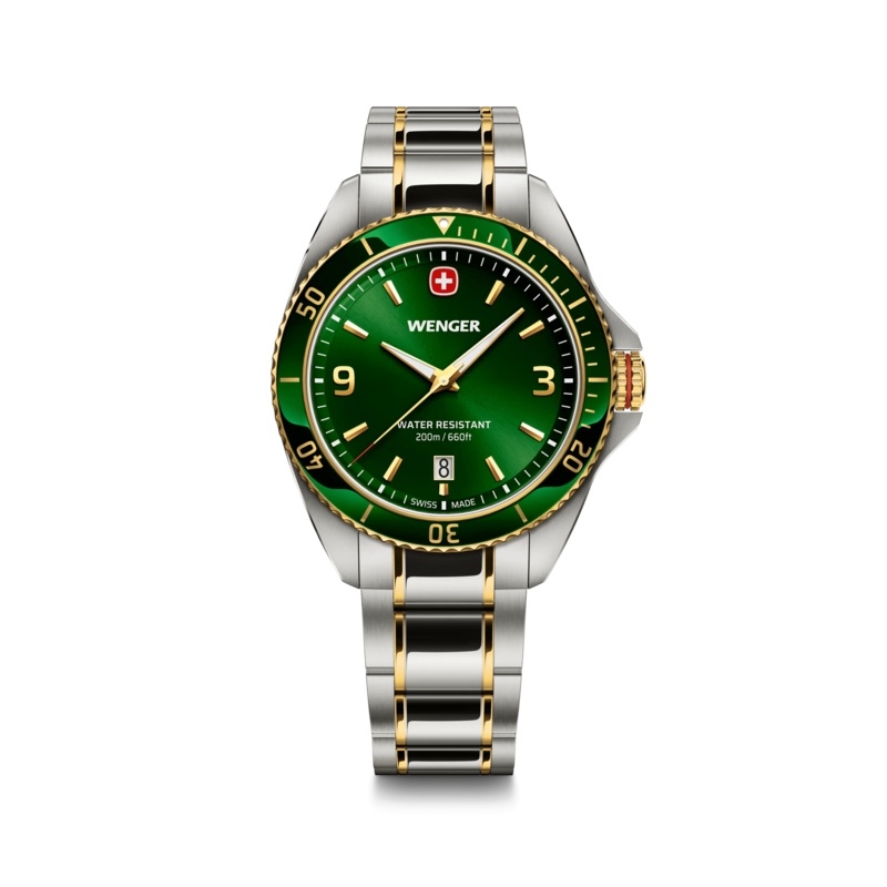 Wenger Executive 40mm Green Dial Two Tone Stainless Steel 200M Men's Watch 01.2031.105