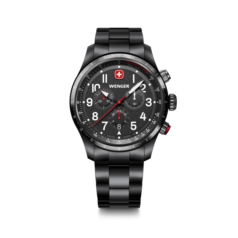 Wenger Terragraph Chrono 43mm Black Stainless Steel Men's Watch 01.0543.117