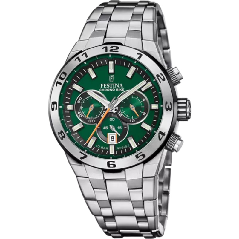 Festina Chrono Bike Green Dial Stainless Steel Strap Men's Watch F20670/2
