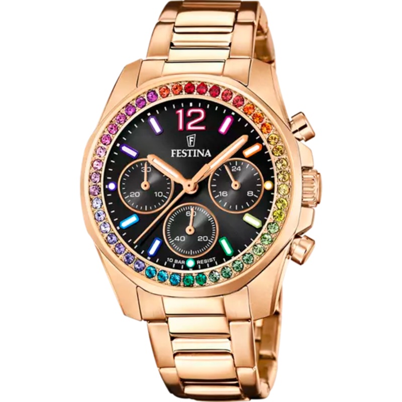 Festina Rainbow Black Dial Stainless Steel Strap Women's Watch F20639/3