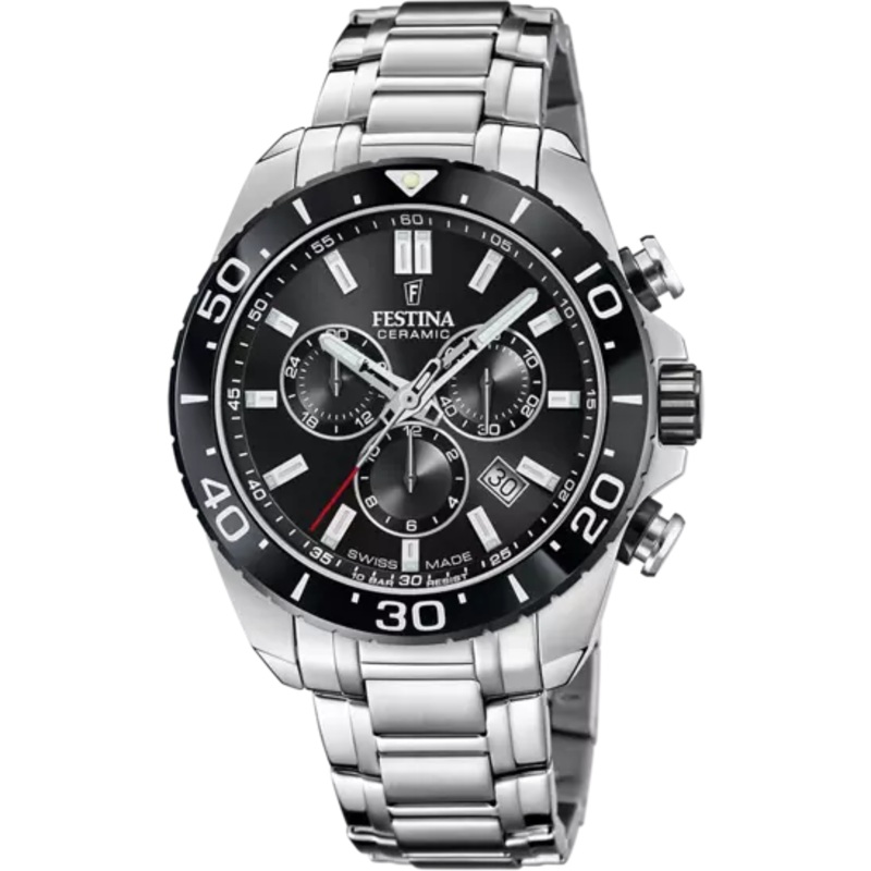 Festina Swiss Made Black Dial Stainless Steel Bracelet Men's Watch F20042/4