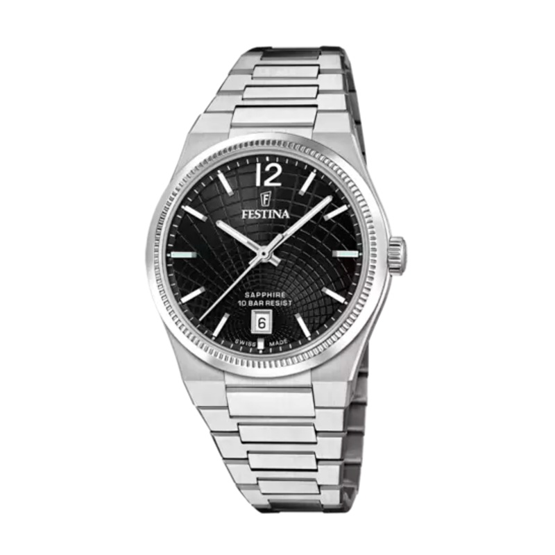 Festina Swiss Made Black Dial Stainless Steel Bracelet Women's Watch F20052/8