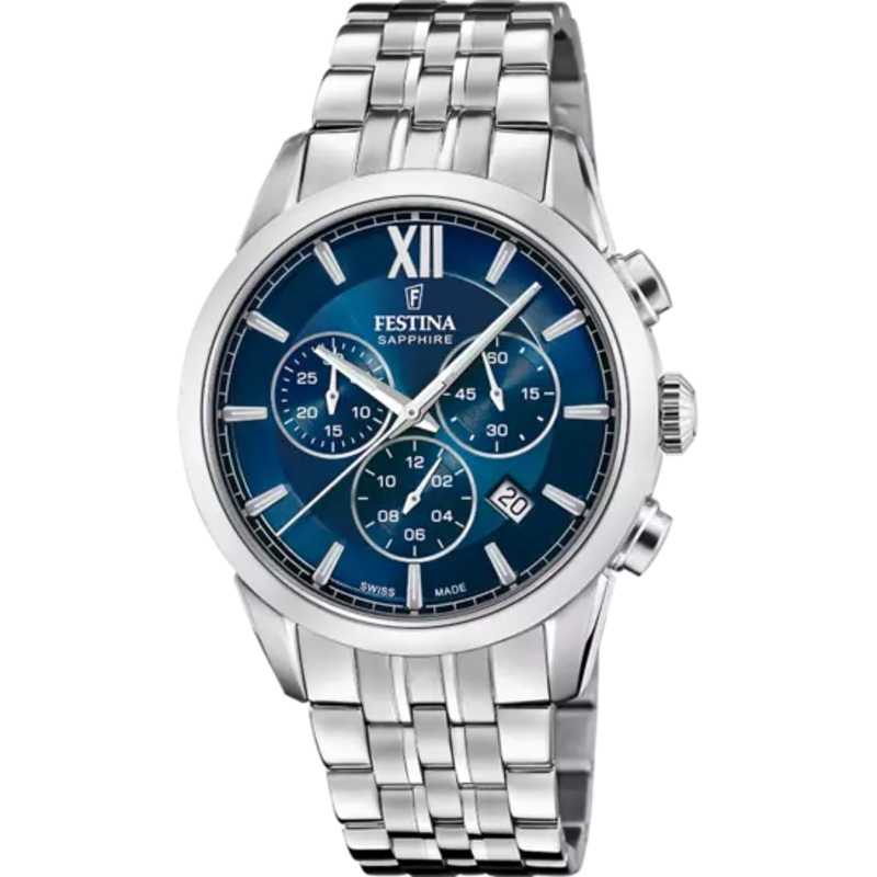 Festina Swiss Made Blue Dial Stainless Steel Bracelet Men's Watch F20040/2