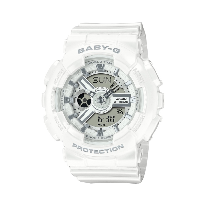 G-Shock Digital White Resin Band Watch BA110X-7A3