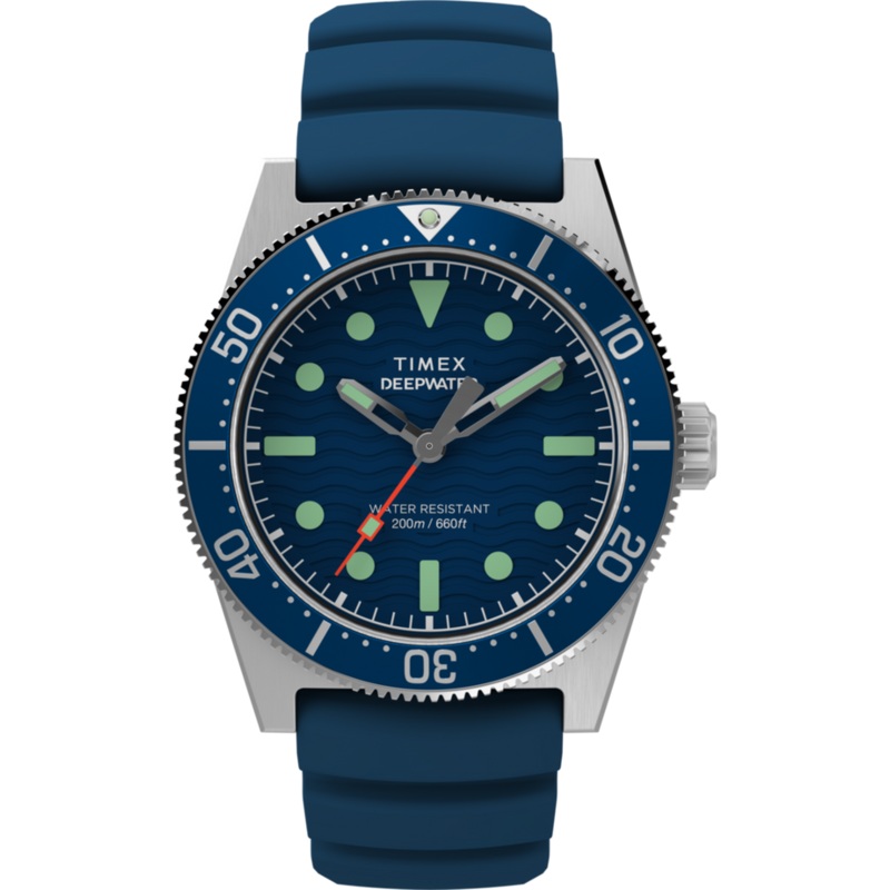 Timex Deepwater Reef 200M 41mm Blue Rubber Strap Watch TW2W74600