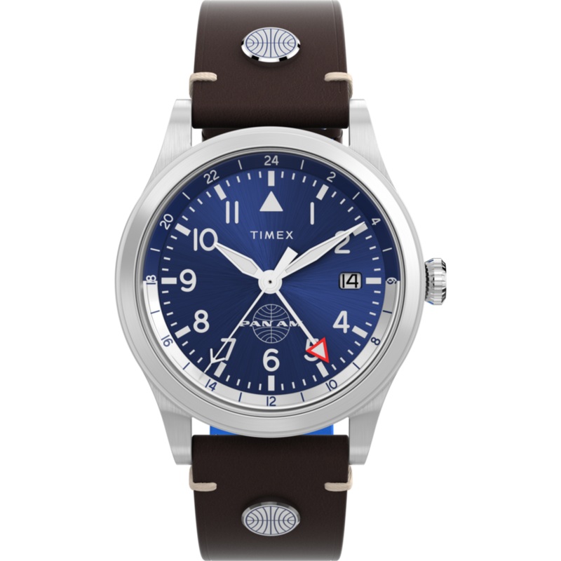 Timex Waterbury GMT x Pan Am Brown Leather Watch TW2W97300