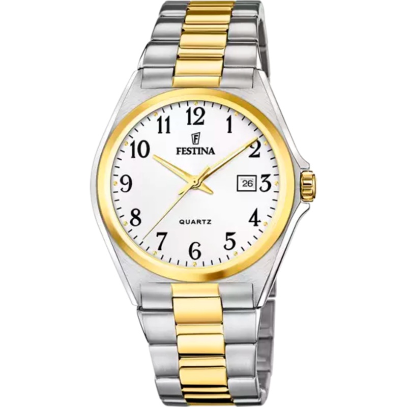 Elegant Festina F20554/1 Men's Watch with Classic White Dial and Sophisticated Stainless Steel Strap