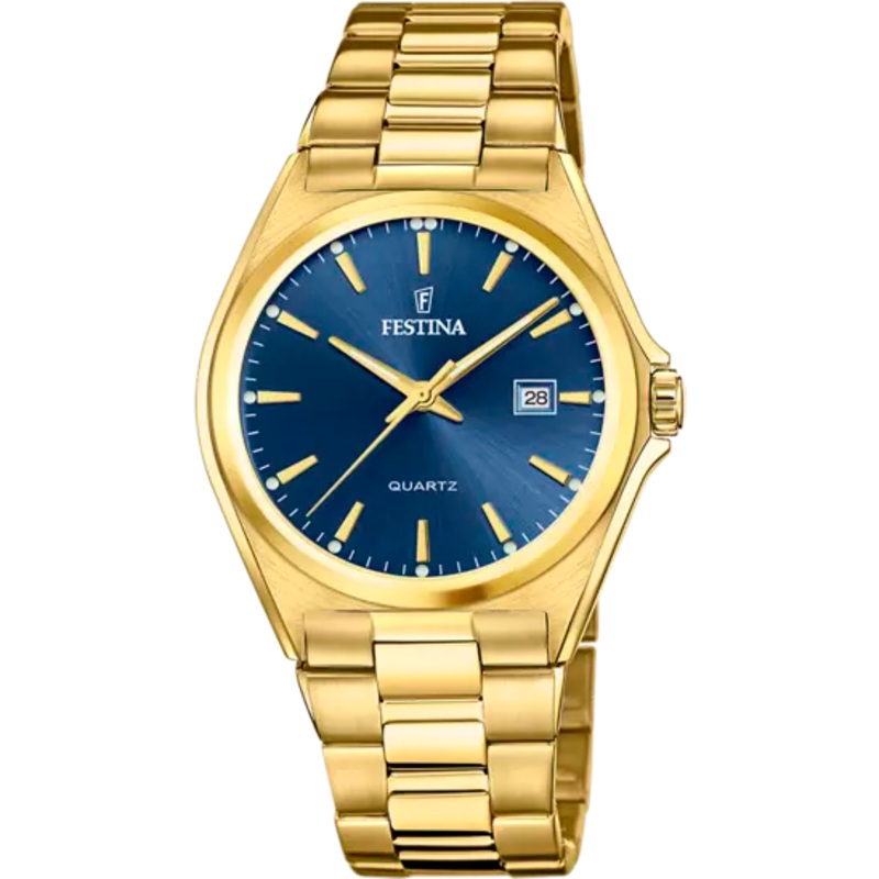 Elegant Festina F20555/4 Men's Classic Watch with Stainless Steel Strap and Blue Dial