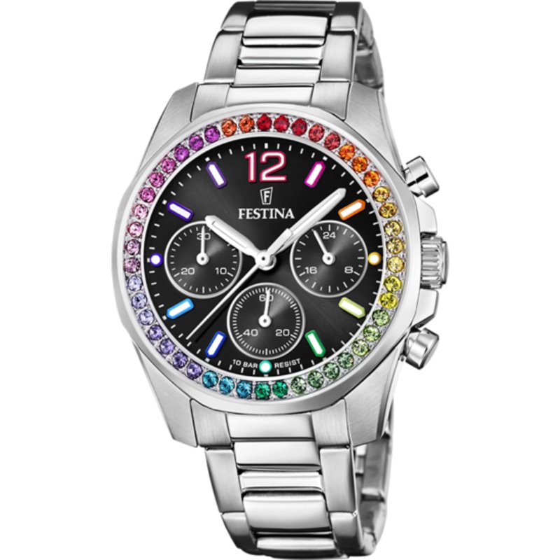 Elegant Festina Rainbow Women's Boyfriend Collection Black Watch F20606/3
