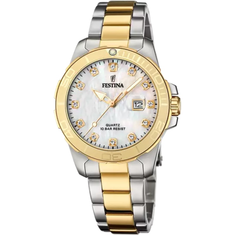 Elegant Festina Women's Timepiece - Stainless Steel Strap with Cream Dial Model F20504/2