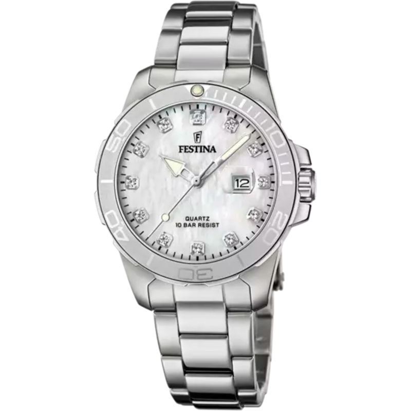 Festina Elegantly Crafted Mother of Pearl Dial Women's Watch with Steel Band F20503/1 from Boyfriend Collection