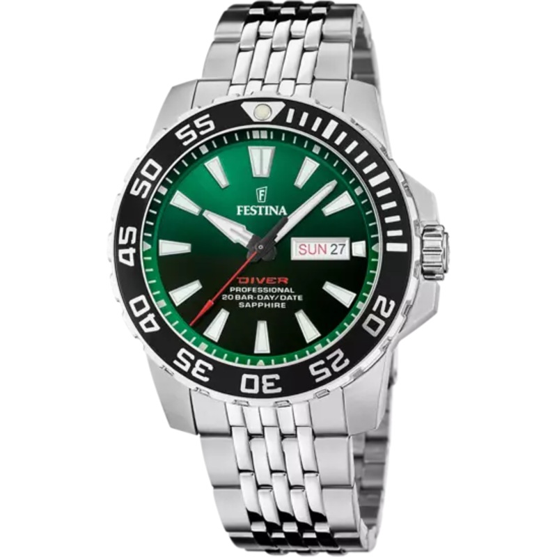 Festina Green Dial Stainless Steel Bracelet Men's Watch F20661/2
