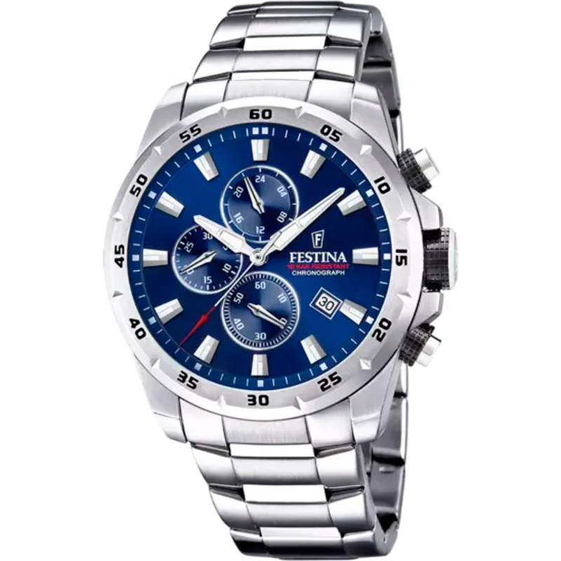 Festina Men's Chronograph Timepiece F20463/2 with Timeless Blue Dial and Stainless Steel Design