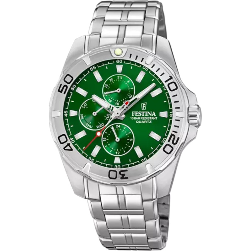 Festina Men's Elegant Stainless Steel Bracelet Watch with Green Dial F20445/7