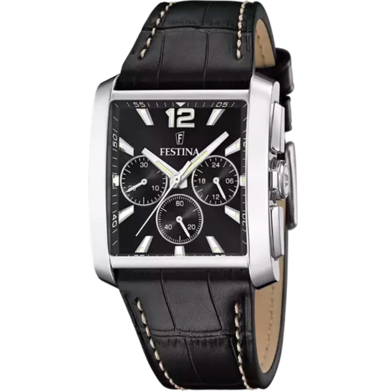 Festina Men's Sophisticated Timepiece with Black Dial and Leather Strap F20636/4