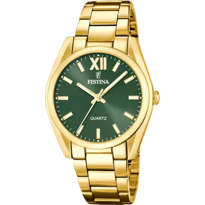 Festina Women's Elegance & Functionality Green Dial Watch with 316L Stainless Steel Strap F20640/4