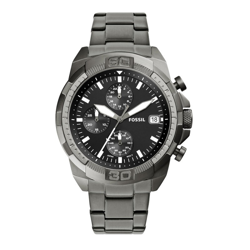 Fossil Bronson Chronograph Stainless Steel Black Dial Mens Watch FS5852