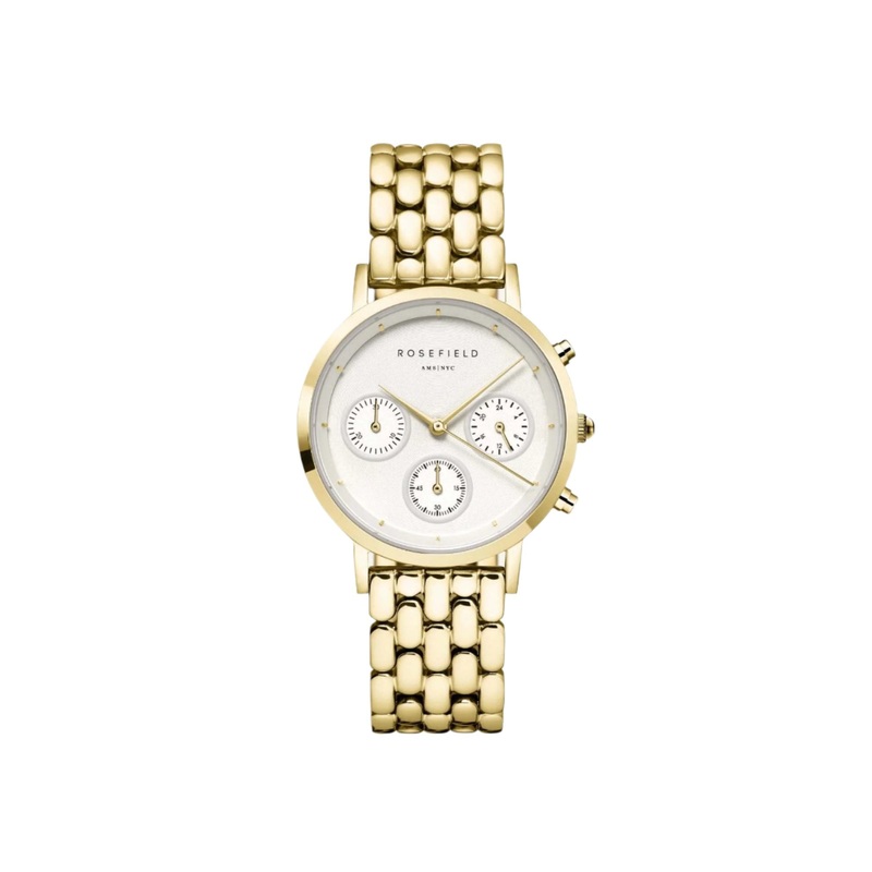 Rosefield Gabby 33mm White Dial Gold Stainless Steel Watch NWG-N90