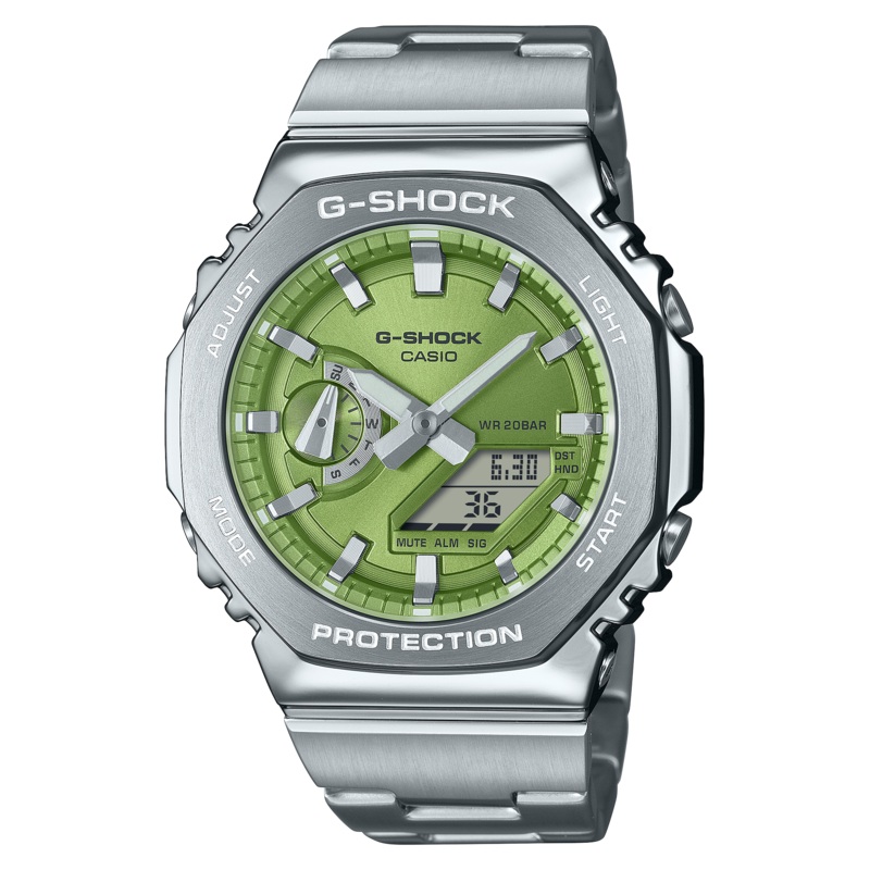 G-Shock G-Steel 2100 Series Green Dial Stainless Steel Watch GM2110D-3A