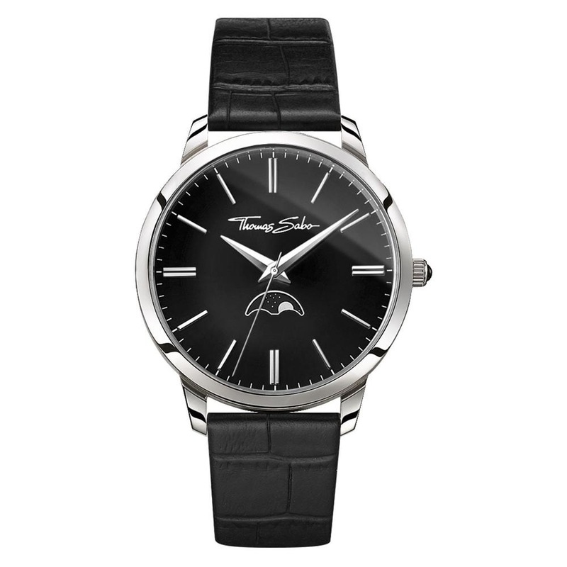 Thomas Sabo Classic Moonphase Black Leather Mens Watch