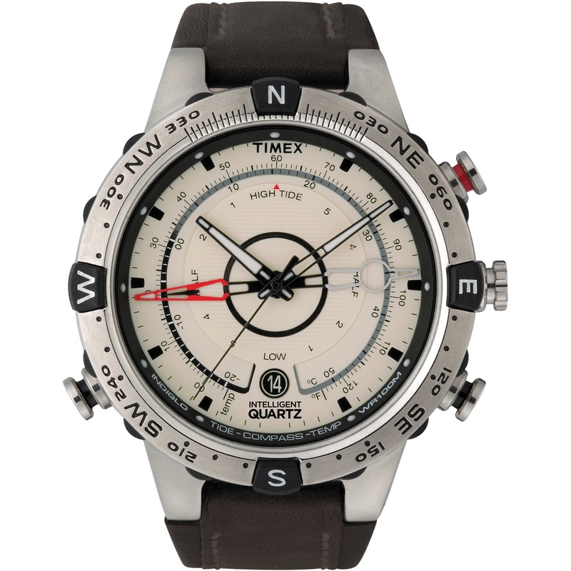 Timex Expedition North Tide Temp Compass Brown Leather Band Watch T2N721