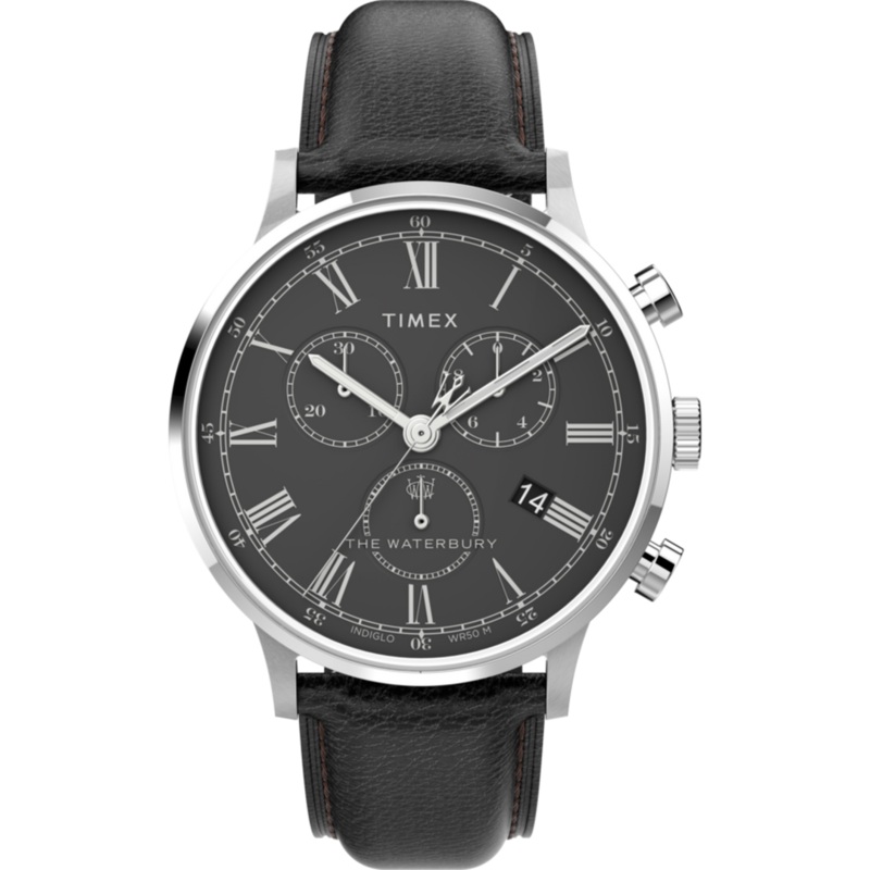 Timex Waterbury Classic Chronograph 40mm Leather Strap Men's Watch TW2U88300
