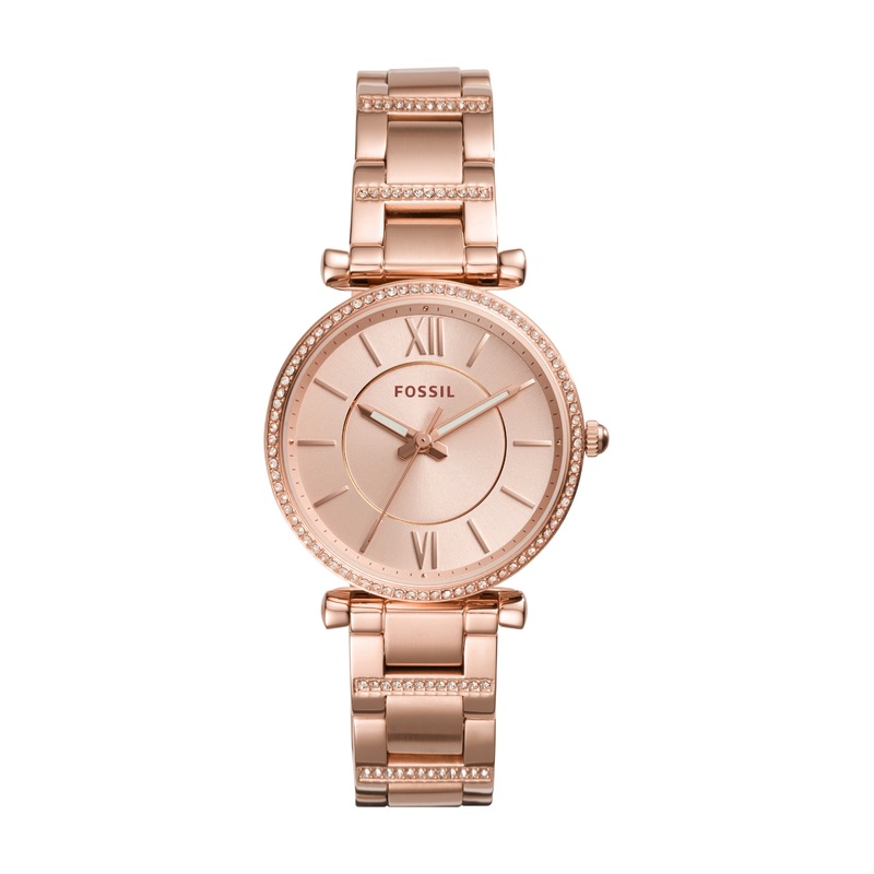 Fossil Rose Gold Fossil Carlie Three-Hand Stainless Steel Watch