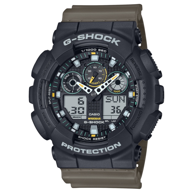 G-Shock Analog Digital Two-Tone Utility Colour Resin Band Watch GA100TU-1A3