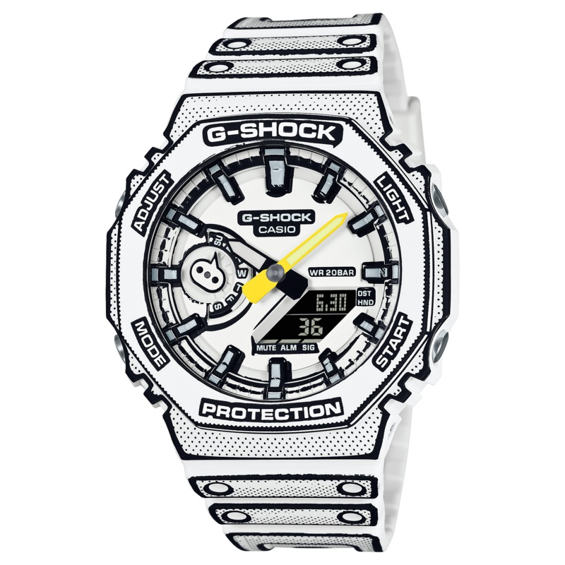 G-Shock Classic Black and White Resin Band Watch GA2100MNG-7A