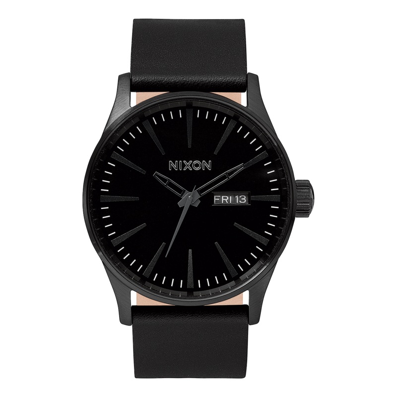 Nixon Sentry Leather Black Dial Mens Watch A105-001-00