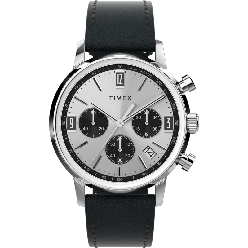 Timex Marlin Chronograph Tachymeter 40mm Leather Strap Watch TW2W10300