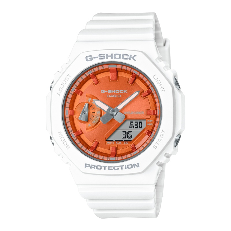 G-Shock Analog-Digital Orange Dial White Resin Band Watch GMAS2100WS-7A