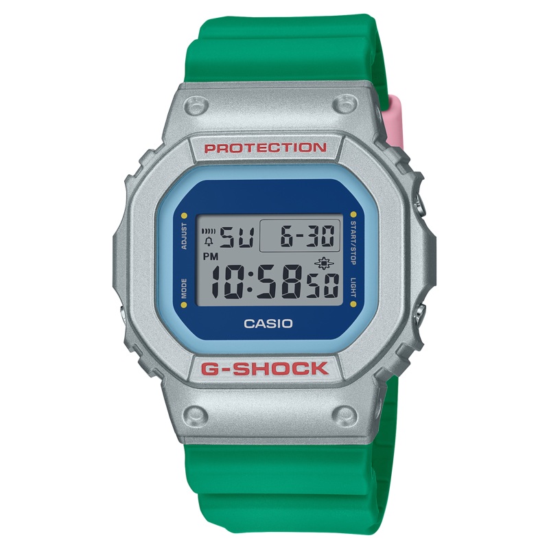 G-Shock Blue Dial Green Resin Band Watch DW5600EU-8A3