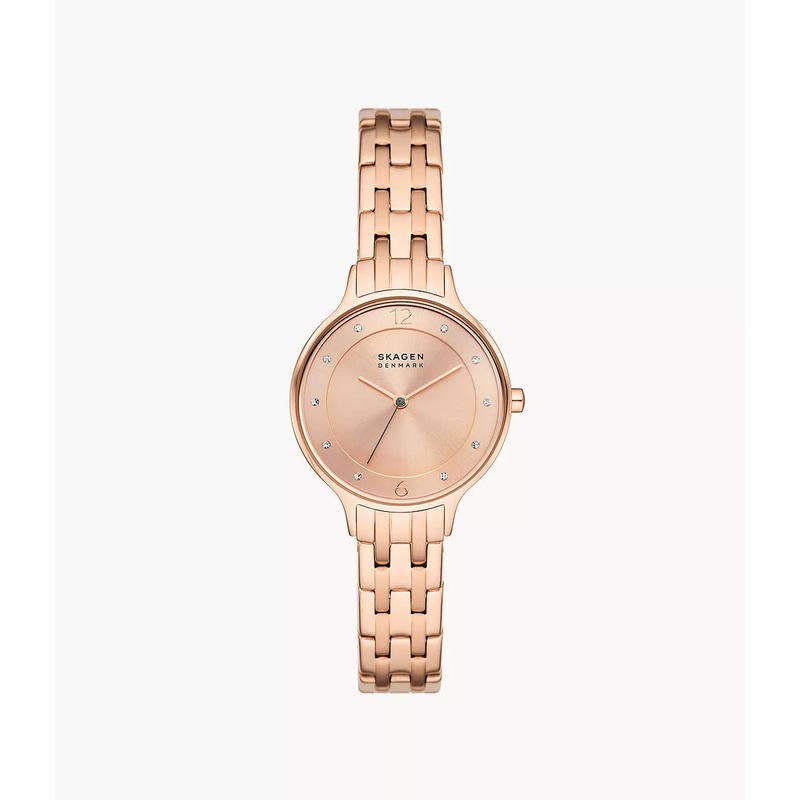 Skagen Anita Rose Gold Stainless Steel Watch with Three-Hand Movement SKW3128