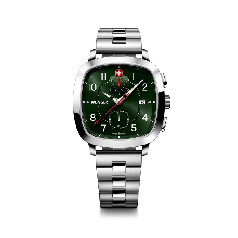 Wenger Vintage Sport Chrono 39.5mm Green Dial Stainless Steel Watch 01.1933.112