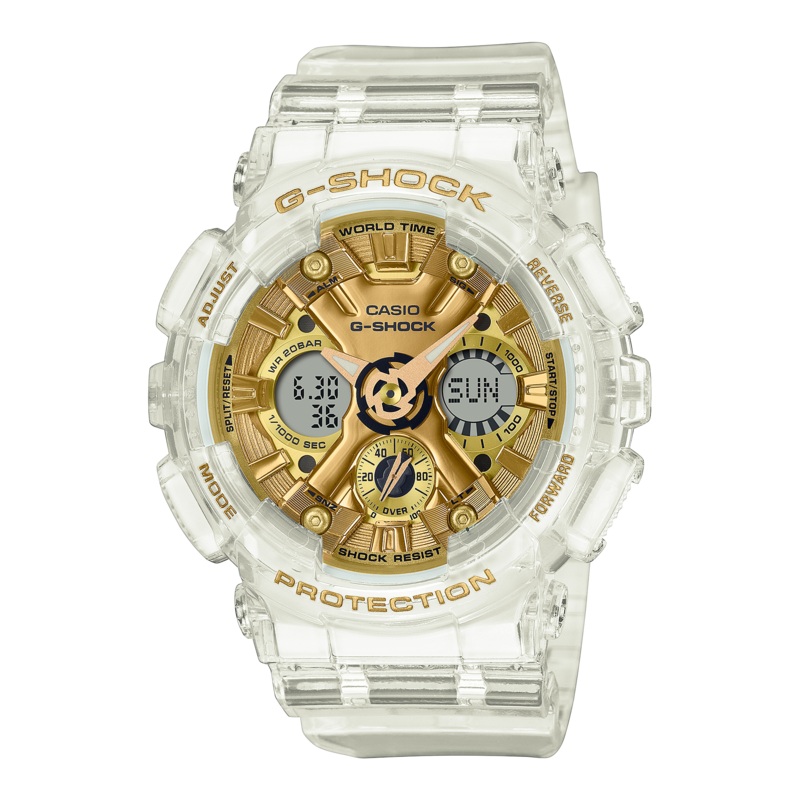 G-Shock Digital Transparent Gold Resin Watch GMAS120SG-7A